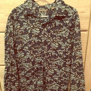 Michael bastian blue camo button up casual